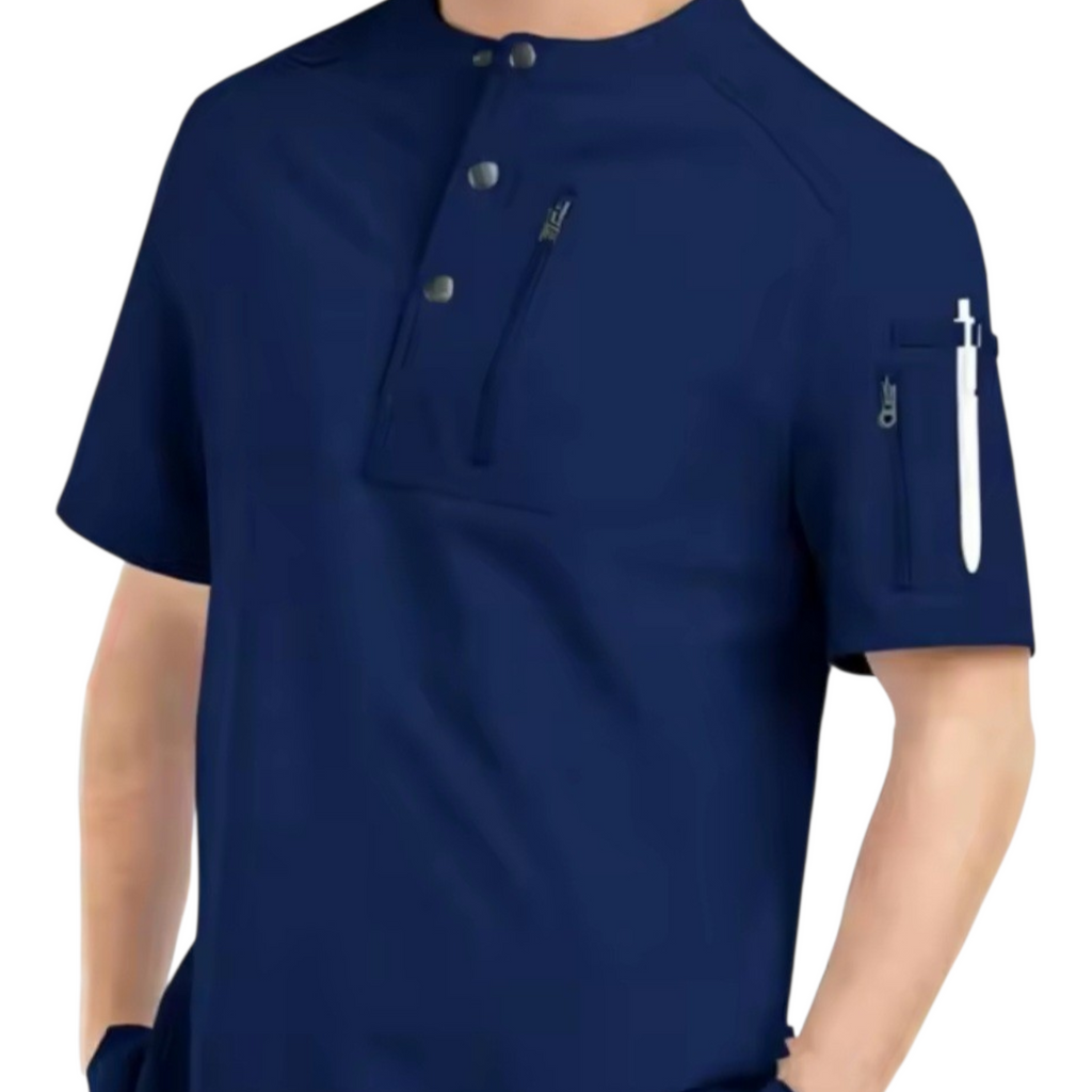 CoreDuty Wear Men's Scrubs Set - Ceil Blue and Navy Blue