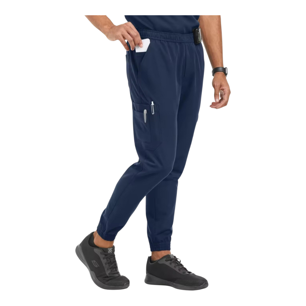 CoreDuty Wear Men's Scrubs Set - Ceil Blue and Navy Blue